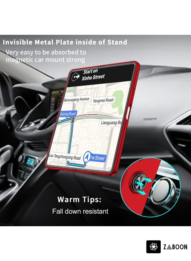 جرين تايجر حافظة هاتف بحامل حلقي لهاتف سامسونج جالاكسي Z Fold5 5G (أحمر) - Image 5