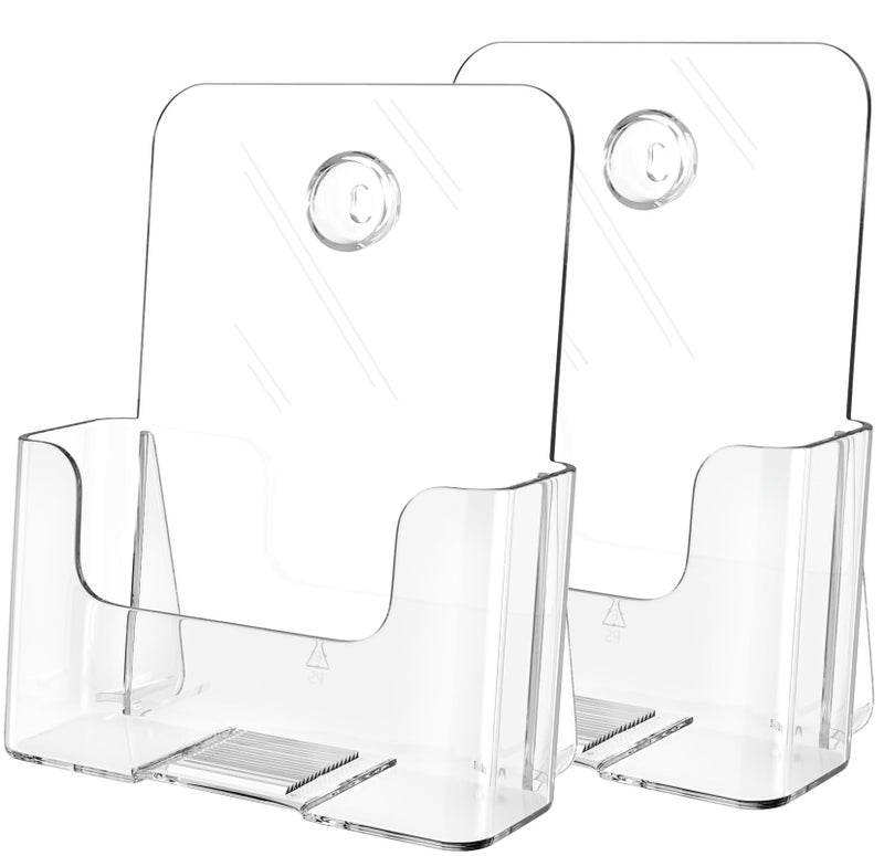 MaxGear Acrylic Brochure Holder 6 x 8 inch Display Stand Plastic Clear Flyer Holders for 55 x 85 inch 5 x 7 inch Menu Literature Trifold Pamphlet Magazine Countertop or Wall Mount 2 Pack