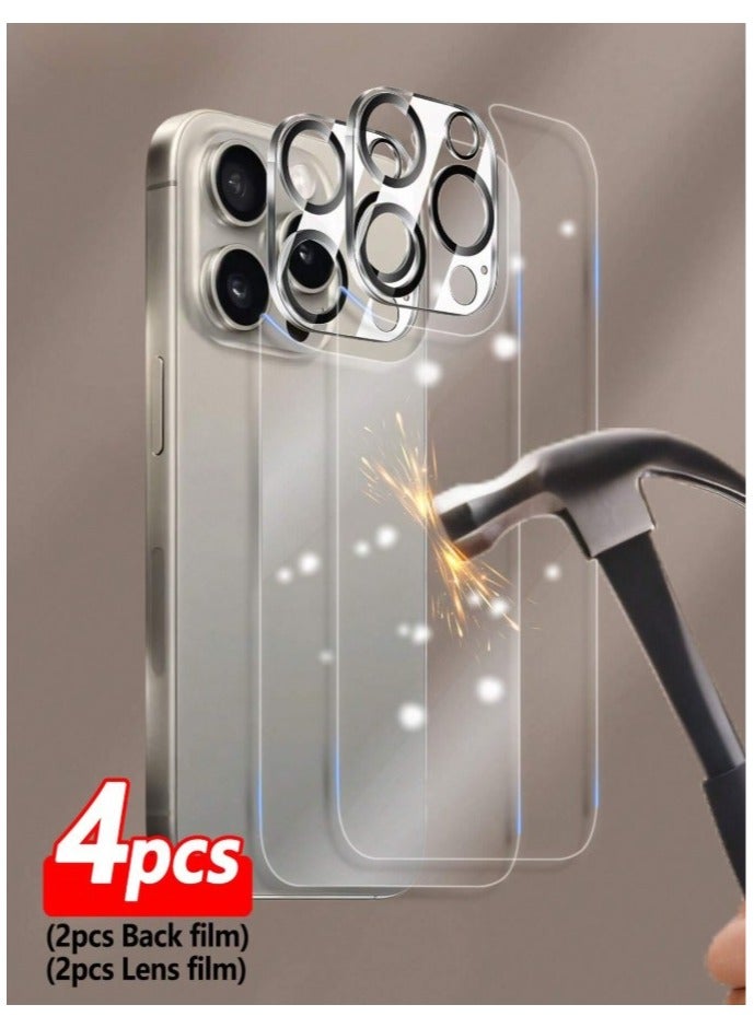 4-piece set: High-quality transparent tempered glass film (2 pieces) + 3D night vision camera lens protector (2 pieces), provide double protection, tempered glass mobile phone protective film, drop-resistant and scratch-resistant, delicate texture, compatible with iPhone 16 Pro Max series, waterproof, shockproof, anti-fingerprint, full coverage - Image 1