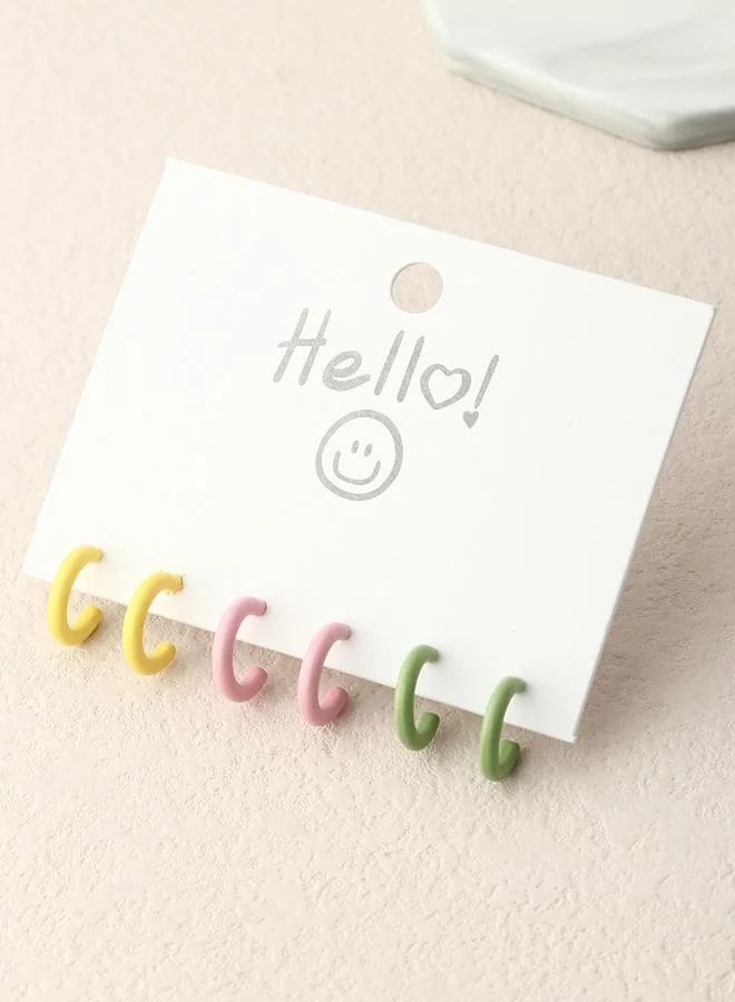 Take Two Take Two 3 pairs Circle Earrings set