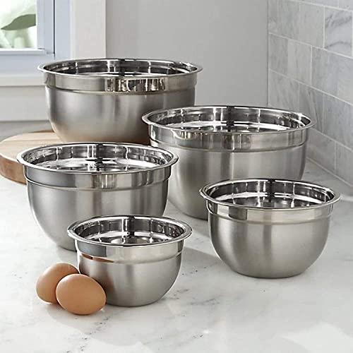 Shiyon Stainless Steel Mixing Bowls Set Without Lid-Silver (5 Bowl Set) - Image 1