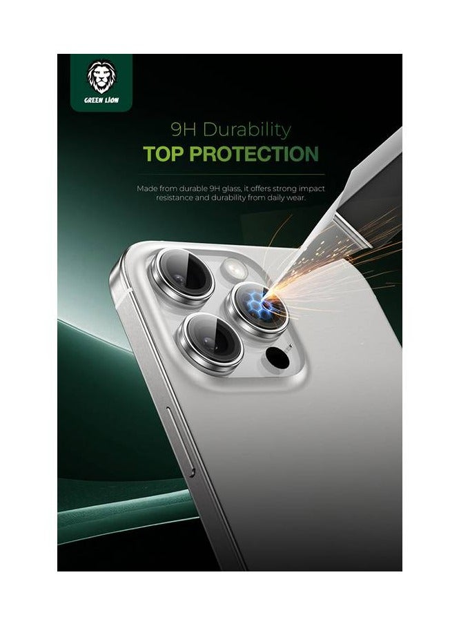 GREEN LION iPhone 16 Pro & 16 Pro Max Silicone Camera Lens Protector / High Transparency / Full Coverage - Silver - Image 2