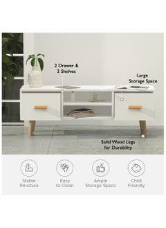 Mahmayi Mahmayi 301 Modern TV Table Stand with Storage Unit - White  - Image 3