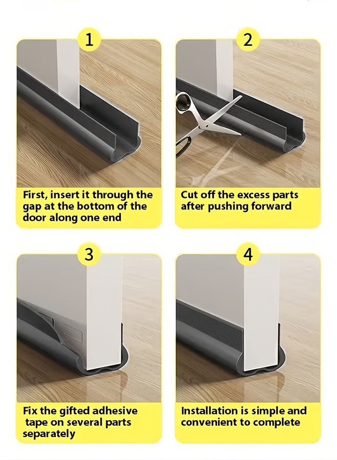 MLADEN 190CM Door Draft Stopper Weather Stripping Door Seal PVC Seal Strip Cuttable Soundproof Door Seal Door Bottom Sealing Strips Suitable for Exterior and Interior Doors, Dustproof, Soundproof, Weatherproof Strip (Grey) - Image 3