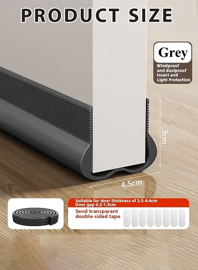MLADEN 190CM Door Draft Stopper Weather Stripping Door Seal PVC Seal Strip Cuttable Soundproof Door Seal Door Bottom Sealing Strips Suitable for Exterior and Interior Doors, Dustproof, Soundproof, Weatherproof Strip (Grey) - Image 2