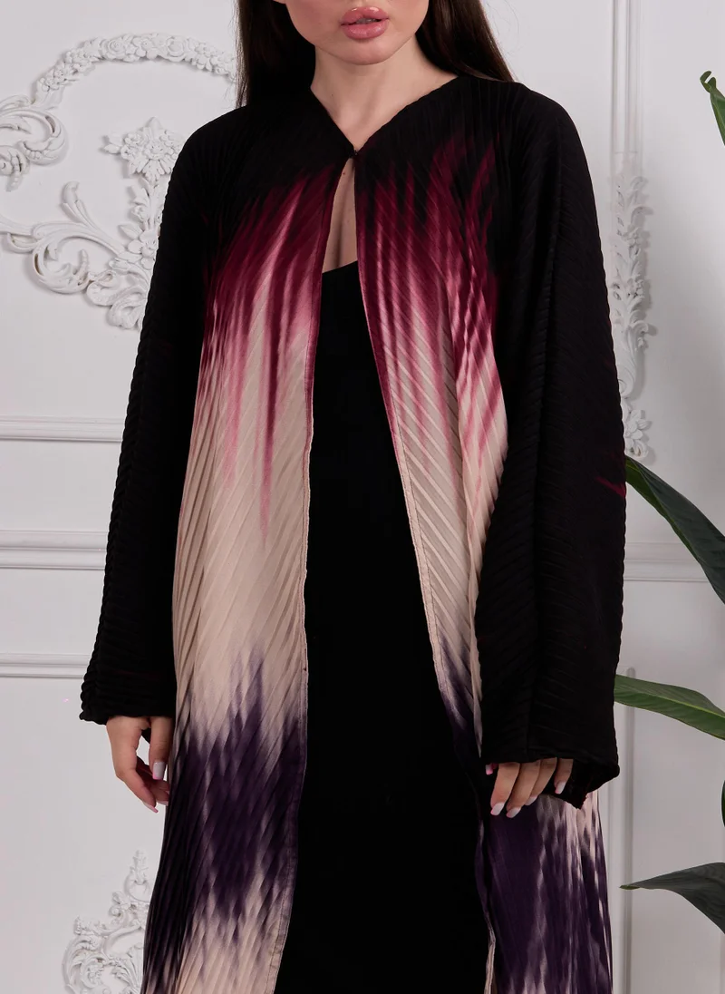 كوتور لابس Multicolored Pleated Abaya with Sheila