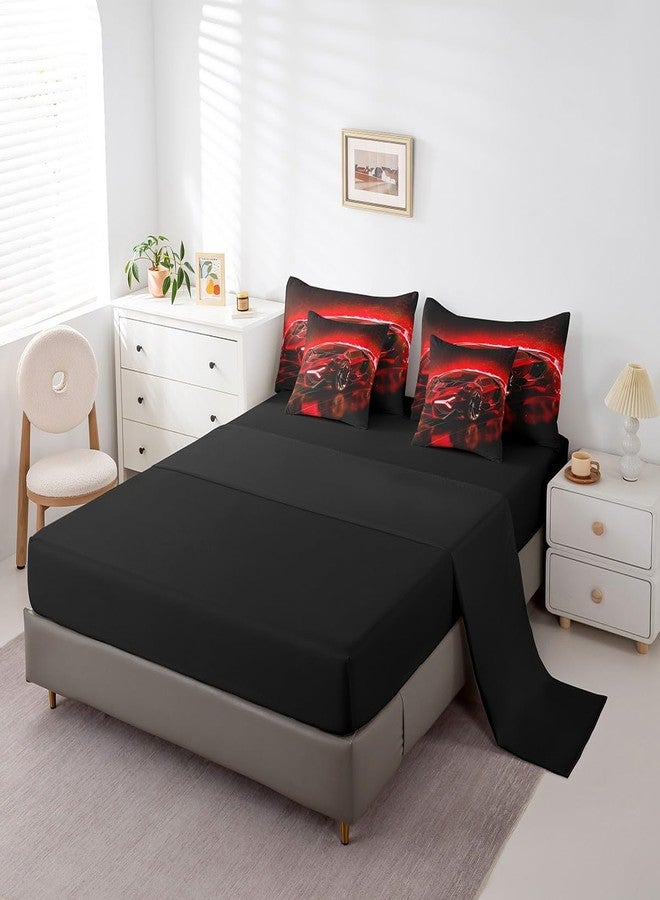 Feelyou Kids Boys Race Car 7 Piece Bedding Set King Size Red Sports Car Comforter Set with Sheets for Kids Teens Boys Girls Extreme Sports Theme Bed in a Bag Speed Luxury Car Bed Set - Image 4