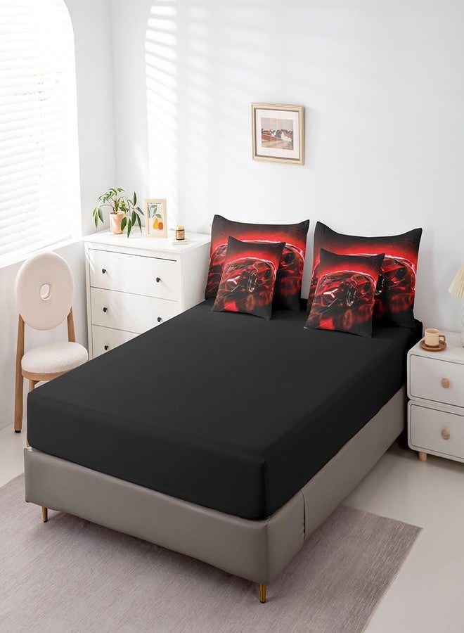 Feelyou Kids Boys Race Car 7 Piece Bedding Set King Size Red Sports Car Comforter Set with Sheets for Kids Teens Boys Girls Extreme Sports Theme Bed in a Bag Speed Luxury Car Bed Set - Image 5