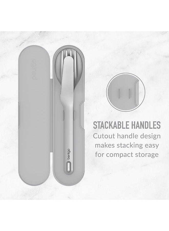 Bentgo 3 - Pieces Stainless Travel Utensil Set Reusable Silverware Set With Carrying Case, High - Grade Premium Steel, Bpa - Free Case, Eco - Friendly Ideal For Travel, Camping, And office Use - Grey  - Image 5