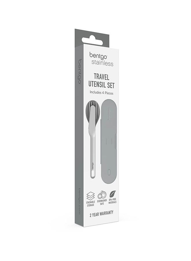 Bentgo 3 - Pieces Stainless Travel Utensil Set Reusable Silverware Set With Carrying Case, High - Grade Premium Steel, Bpa - Free Case, Eco - Friendly Ideal For Travel, Camping, And office Use - Grey  - Image 2