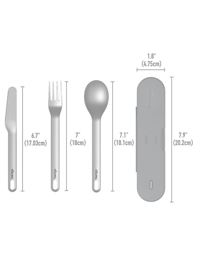 Bentgo 3 - Pieces Stainless Travel Utensil Set Reusable Silverware Set With Carrying Case, High - Grade Premium Steel, Bpa - Free Case, Eco - Friendly Ideal For Travel, Camping, And office Use - Grey  - Image 3