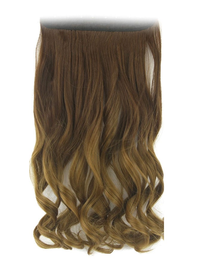 NIBEMINENT 5-Piece Curly Natural Hair Extension Set Brown Long