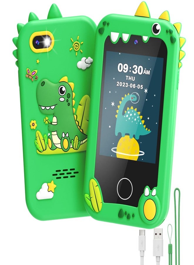 UCIDCI Dinosaur Kids Smart Phone Toys for Boy Dual Camera & Music Player Toddler Selfie Phone Toys Road Trip Toys with Learning Games, Christmas, Birthday Gifts for 3 4 5 6 7 Year Old Green - Image 1