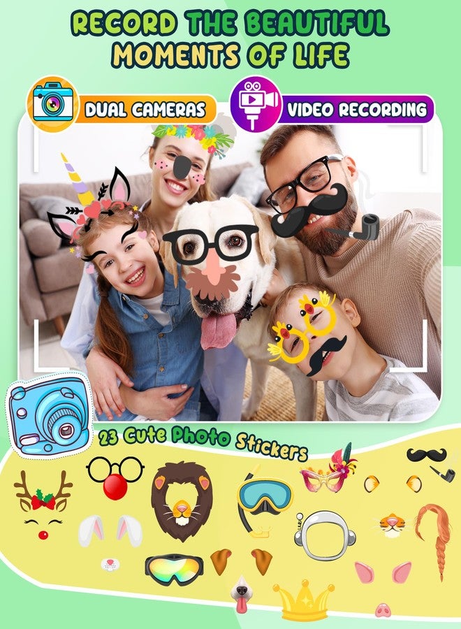 UCIDCI Dinosaur Kids Smart Phone Toys for Boy Dual Camera & Music Player Toddler Selfie Phone Toys Road Trip Toys with Learning Games, Christmas, Birthday Gifts for 3 4 5 6 7 Year Old Green - Image 4