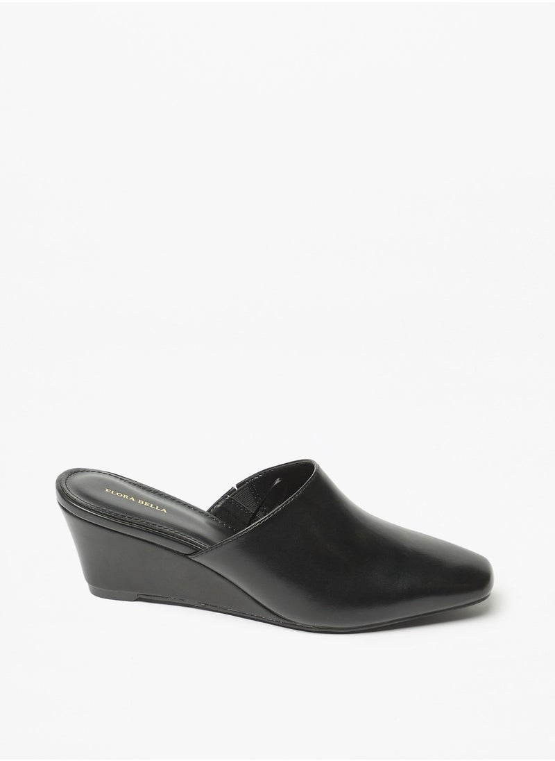 Flora Bella By Shoexpress - Womens Solid Slip-On Mules with Wedge Heels - Image 1