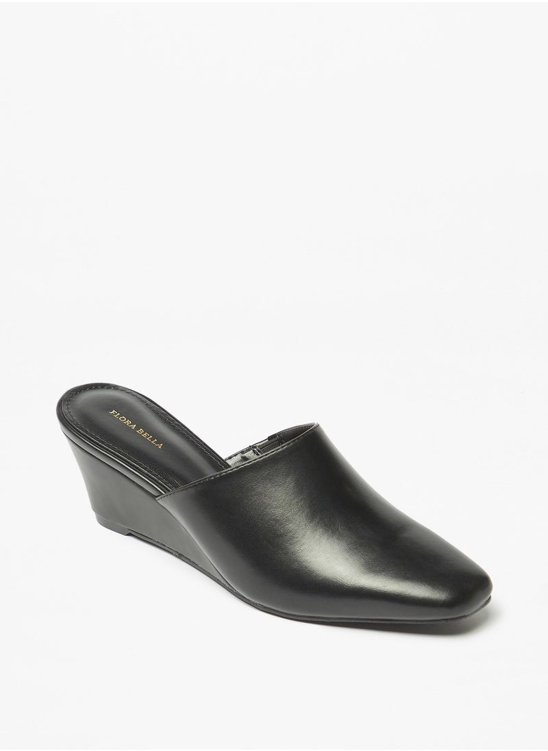 Flora Bella By Shoexpress - Womens Solid Slip-On Mules with Wedge Heels - Image 1