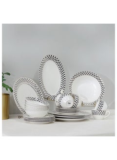 DANUBE HOME Delvine 32 Piece New Bone China Dinner Set Includes Dinner Plate Soup Plate Bowls Cups Saucers For Kitchen And Dining Room Serve 6 37.5X27.5X28.5 Cm Gold  - Image 2