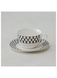 DANUBE HOME Delvine 32 Piece New Bone China Dinner Set Includes Dinner Plate Soup Plate Bowls Cups Saucers For Kitchen And Dining Room Serve 6 37.5X27.5X28.5 Cm Gold  - Image 4