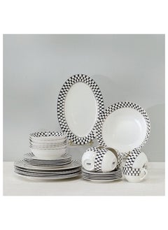 DANUBE HOME Delvine 32 Piece New Bone China Dinner Set Includes Dinner Plate Soup Plate Bowls Cups Saucers For Kitchen And Dining Room Serve 6 37.5X27.5X28.5 Cm Gold  - Image 3
