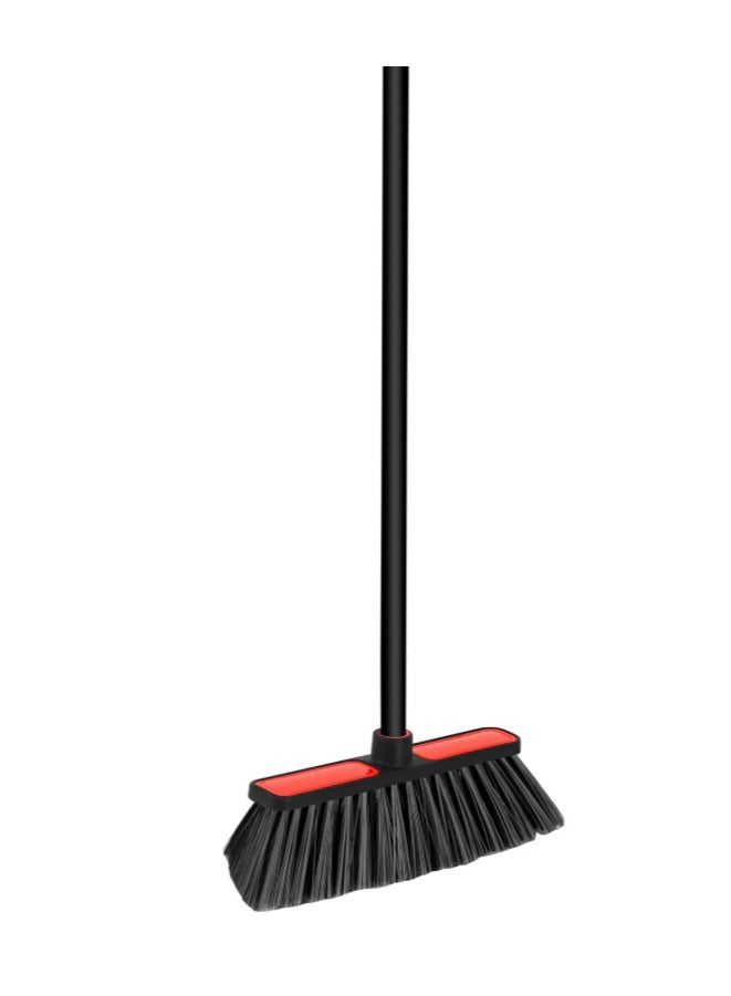 PRO Indoor Floor Broom With Stick, All Types Of Floors, Perfect Corner Cleaning, Red/Black