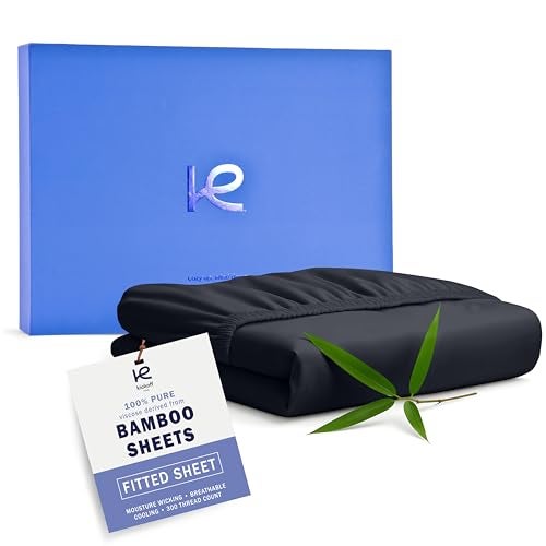 Kickoff Home Kickoff Viscose Bamboo Fitted Sheet King Size, 100% Organic Cooling Sheets Fitted ONLY Viscose Bamboo Sheets King Size Bed Sheet for Hot Sleepers, Extra Deep Pocket, 4 Corner Strap (K, Onyx Black) - Image 1