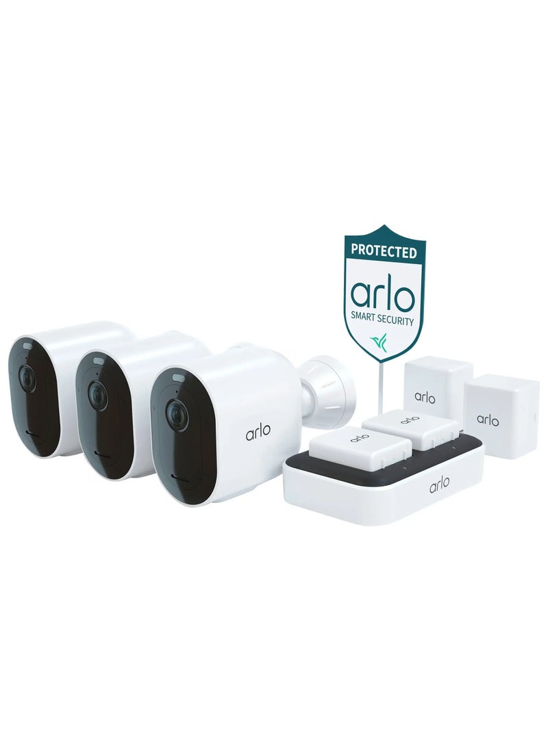 ARLO Arlo Pro 5S 2K 3 Camera Indoor/Outdoor Wire Free Spotlight Security Camera Bundle White  - Image 1