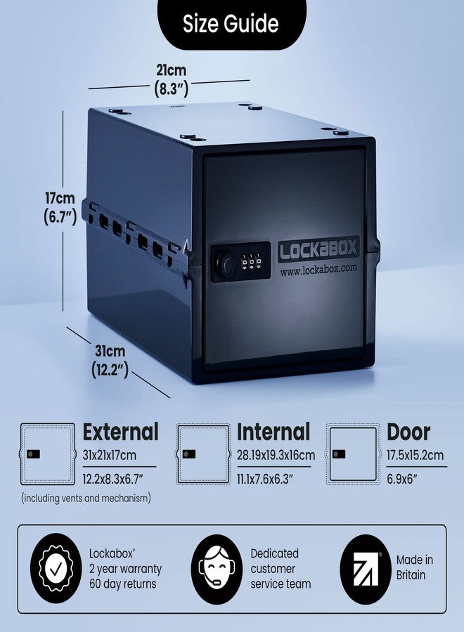 Lockabox One™ | Premium Lockable Storage Box (10L) | Combination Lock Box for Food, Medicine & Home Safety | Made In Britain | External Size 31 x 21 x 17 cm (Jet) - Image 4