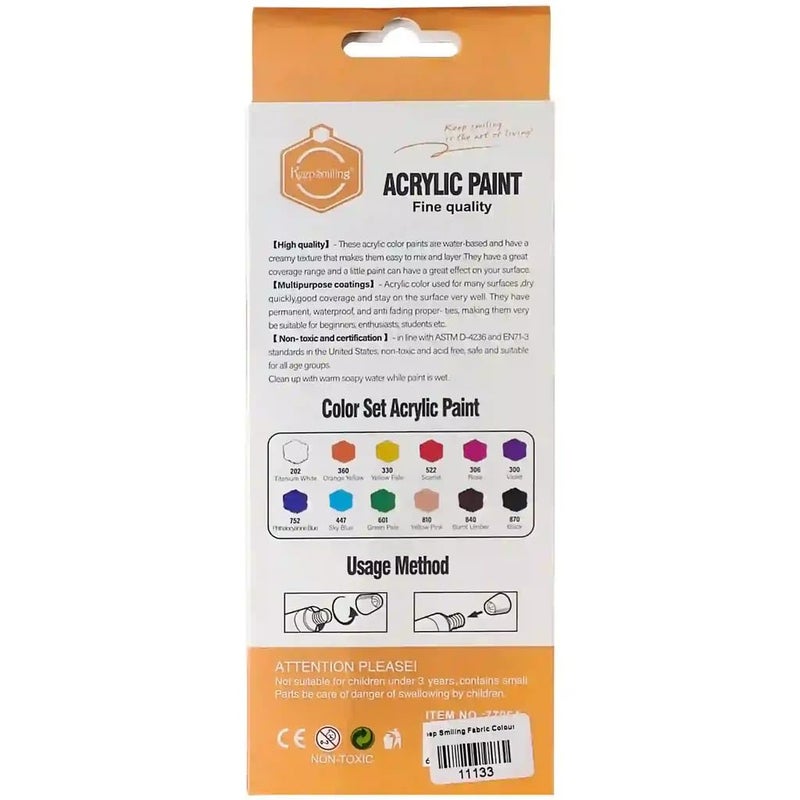 MURCY Simply Acrylic Color Tube Set - 12 Tubes x 6ml | Vibrant Colors for Canvas, Wood, and Fabric - Image 2