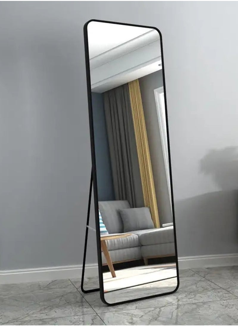 Huitich Aluminum Alloy Frame Floor Mirror With Stand Black, 145x35 Cm  - Image 3