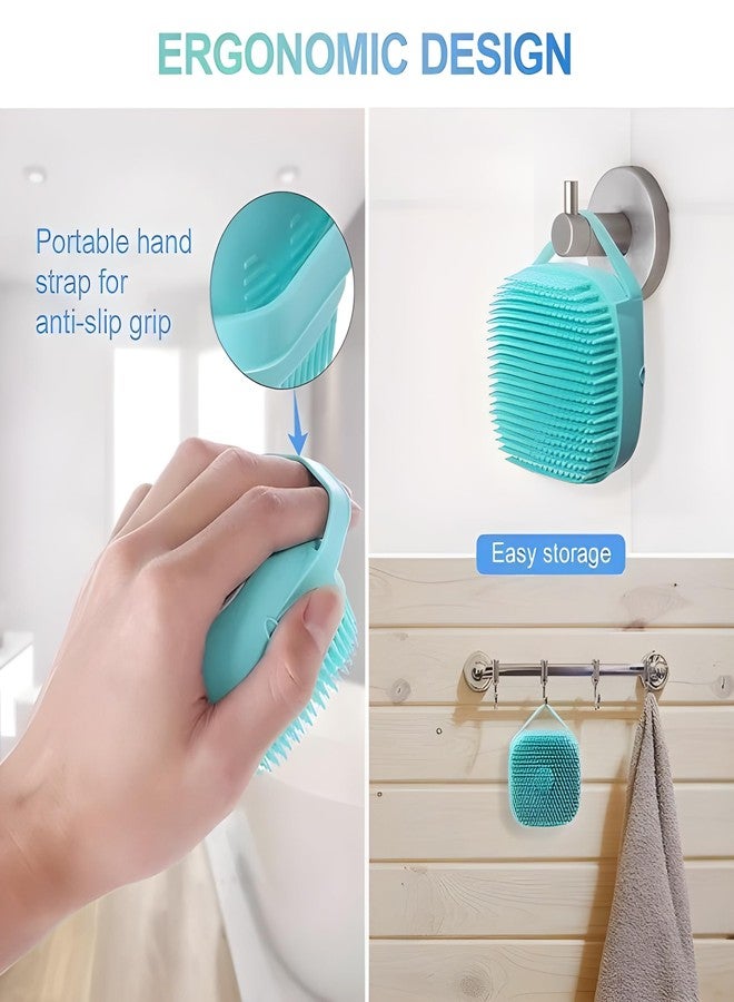 SANTALON Body Scrubber with Soap Dispenser Brush, Silicone Exfoliating Brushes, Soft Body Exfoliator, Bath Loofah for Babies, Kids, Women, Men and Pets (2 count) - Image 3