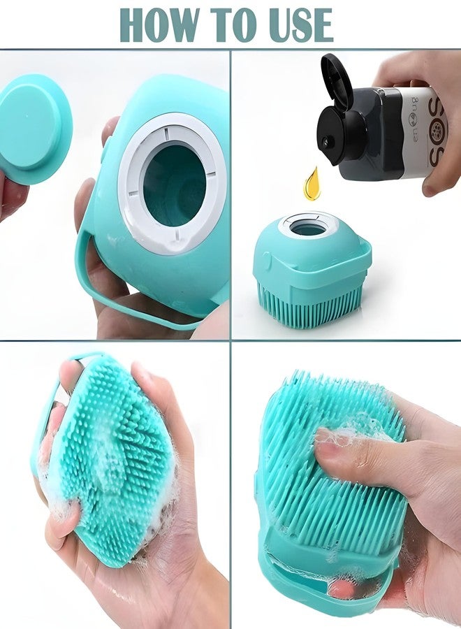 SANTALON Body Scrubber with Soap Dispenser Brush, Silicone Exfoliating Brushes, Soft Body Exfoliator, Bath Loofah for Babies, Kids, Women, Men and Pets (2 count) - Image 4