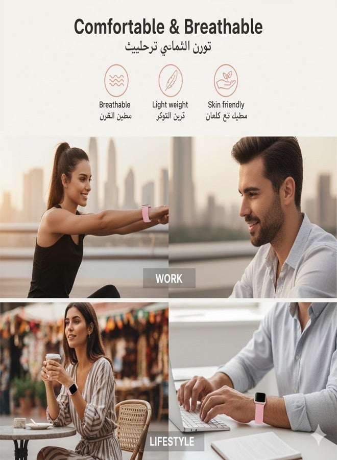 Neyecam Breathable Nylon Loop Sport Band for Apple Watch 44mm/45mm/46mm/49mm,Adjustable Lightweight Strap Compatible with iWatch Ultra 2, SE, Series 10/9/8/7, Sweatproof Replacement Band for Men & Women (Pink) - Image 5