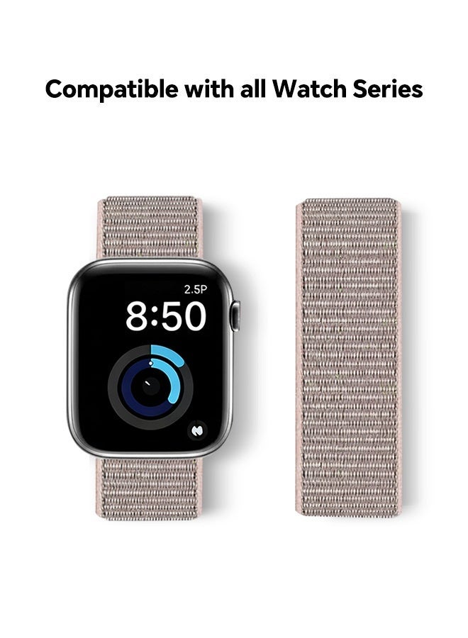 نييكام سوار رياضي من النايلون قابل للتهوية لساعة Apple Watch 44 مم/45 مم/46 مم/49 مم، حزام خفيف الوزن قابل للتعديل متوافق مع iWatch Ultra 2، SE، Series 10/9/8/7، سوار بديل مقاوم للعرق للرجال والنساء (وردي) - Image 1