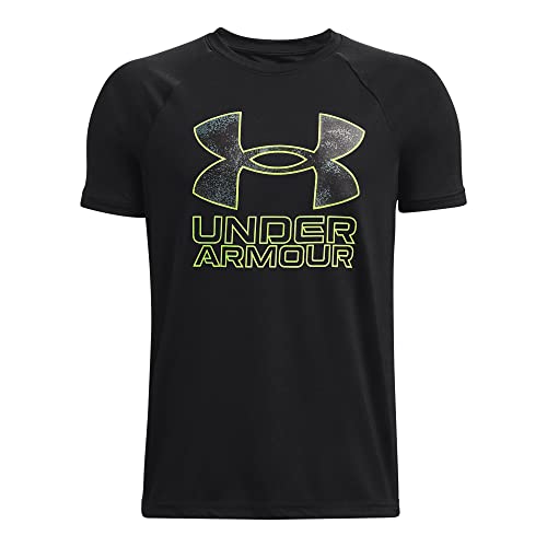 Under Armour Boys Tech Hybrid Printed Fill Short-Sleeve T-Shirt, (007) Black / / Lime Surge, X-Small - Image 1