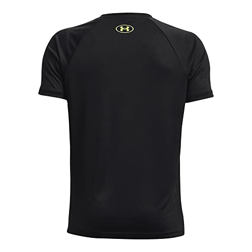 Under Armour Boys Tech Hybrid Printed Fill Short-Sleeve T-Shirt, (007) Black / / Lime Surge, X-Small - Image 2
