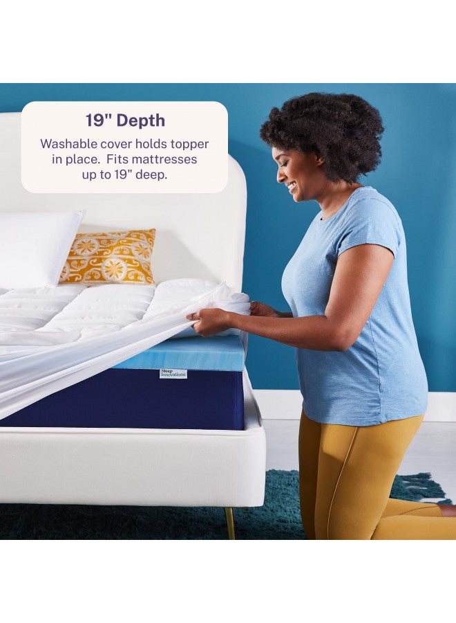 Sleep Innovations Sleep Innovations Dual Layer 4 Inch Memory Foam Mattress Topper, Queen Size, Medium Support, 2 Inch Cooling Gel Memory Foam Plus 2 Inch Pillow Top Cover  - Image 4