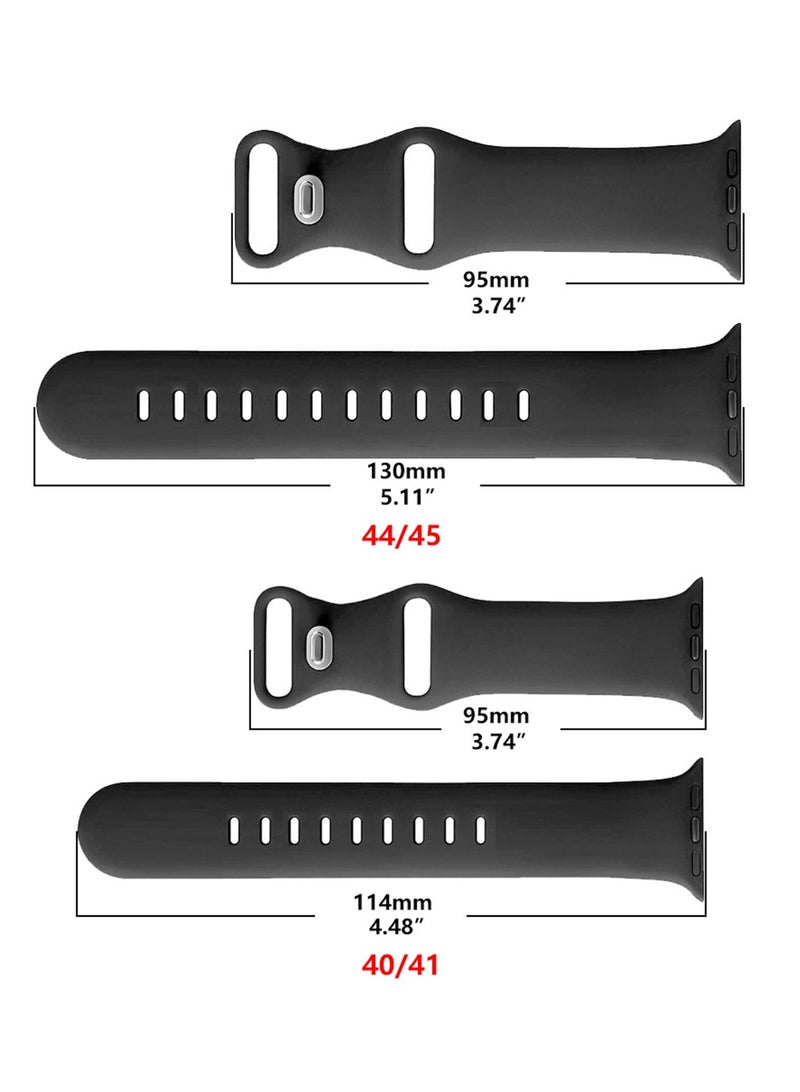 3 PCS Silicone Strap for Apple Watch SE (2024) GPS 44mm Black, White and Blue - Image 2