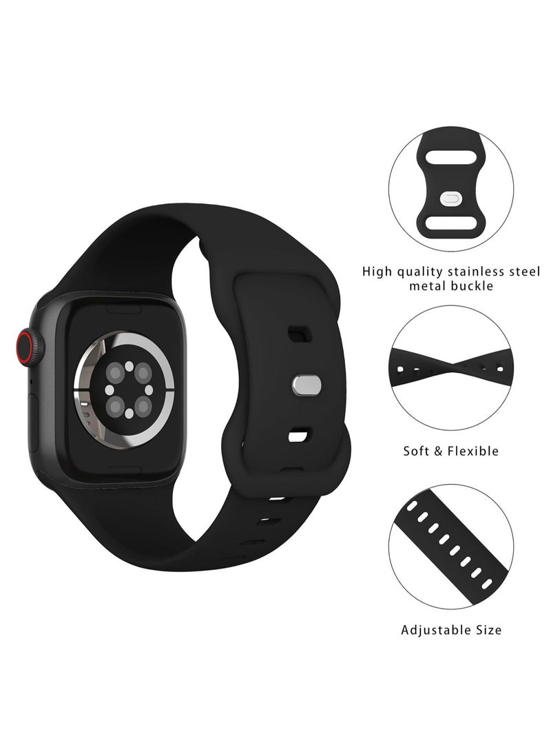 3 PCS Silicone Strap for Apple Watch SE (2024) GPS 44mm Black, White and Blue - Image 3