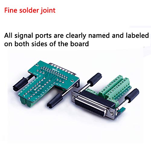 ANMBEST 2PCS DB25 Solderless Connector, RS232 D-SUB Serial to 25-pin Port Terminal Female Adapter Breakout Board with Case Long Bolts Nuts - Image 3