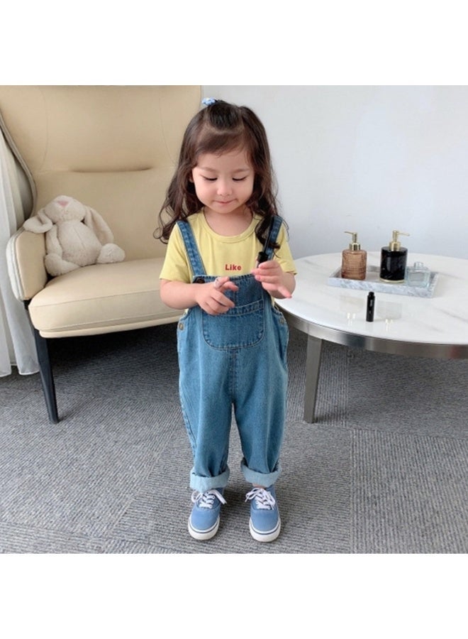 Ayada Home Girls Denim Overalls with Adjustable Straps, Casual Loose Fit Jumpsuit - Image 2