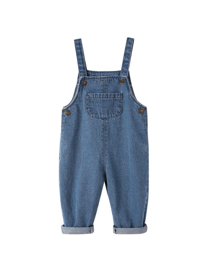 Ayada Home Girls Denim Overalls with Adjustable Straps, Casual Loose Fit Jumpsuit - Image 3