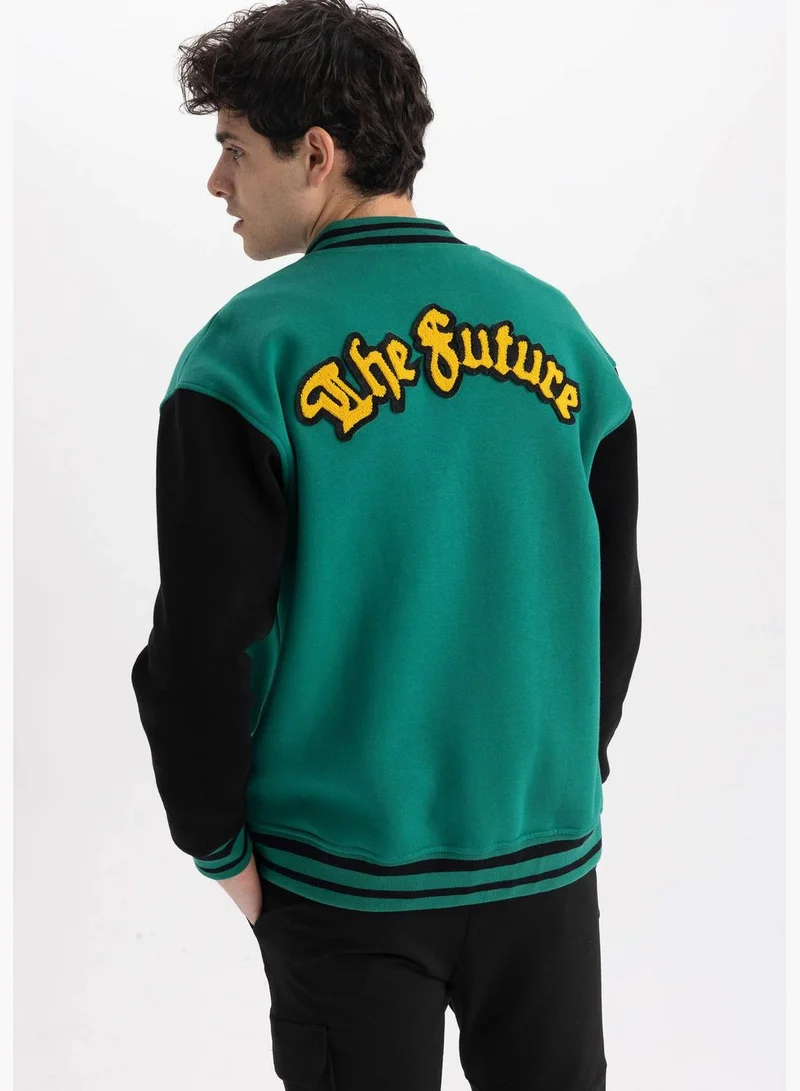 DeFacto Man Oversize Fit Bomber Long Sleeve Knitted Bomber Jacket