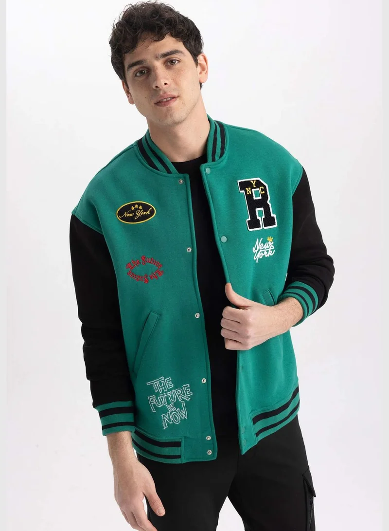 DeFacto Man Oversize Fit Bomber Long Sleeve Knitted Bomber Jacket