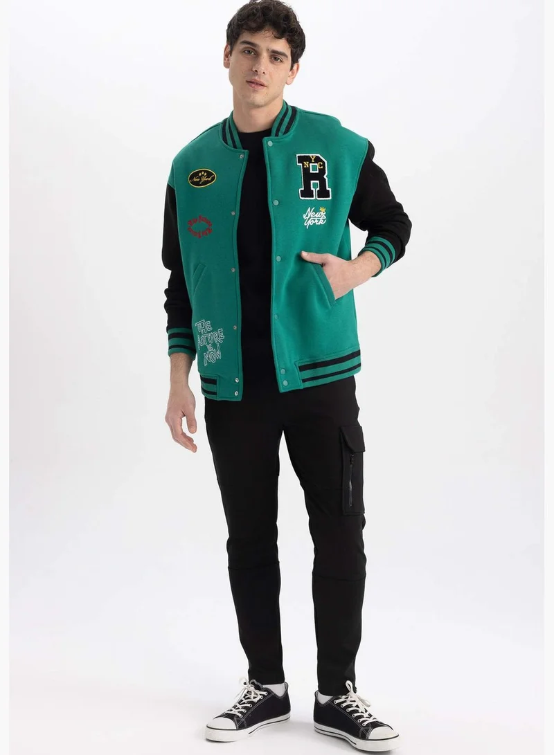 DeFacto Man Oversize Fit Bomber Long Sleeve Knitted Bomber Jacket
