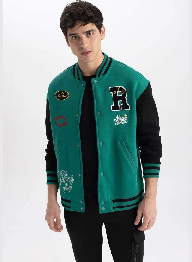 DeFacto Man Oversize Fit Bomber Long Sleeve Knitted Bomber Jacket
