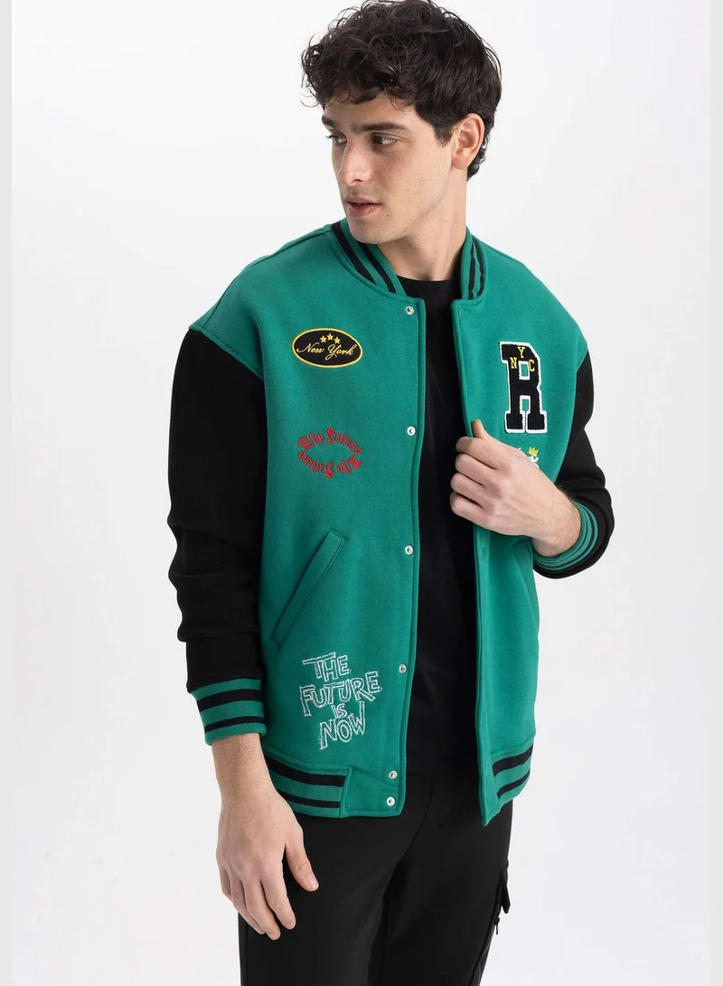 DeFacto Man Oversize Fit Bomber Long Sleeve Knitted Bomber Jacket