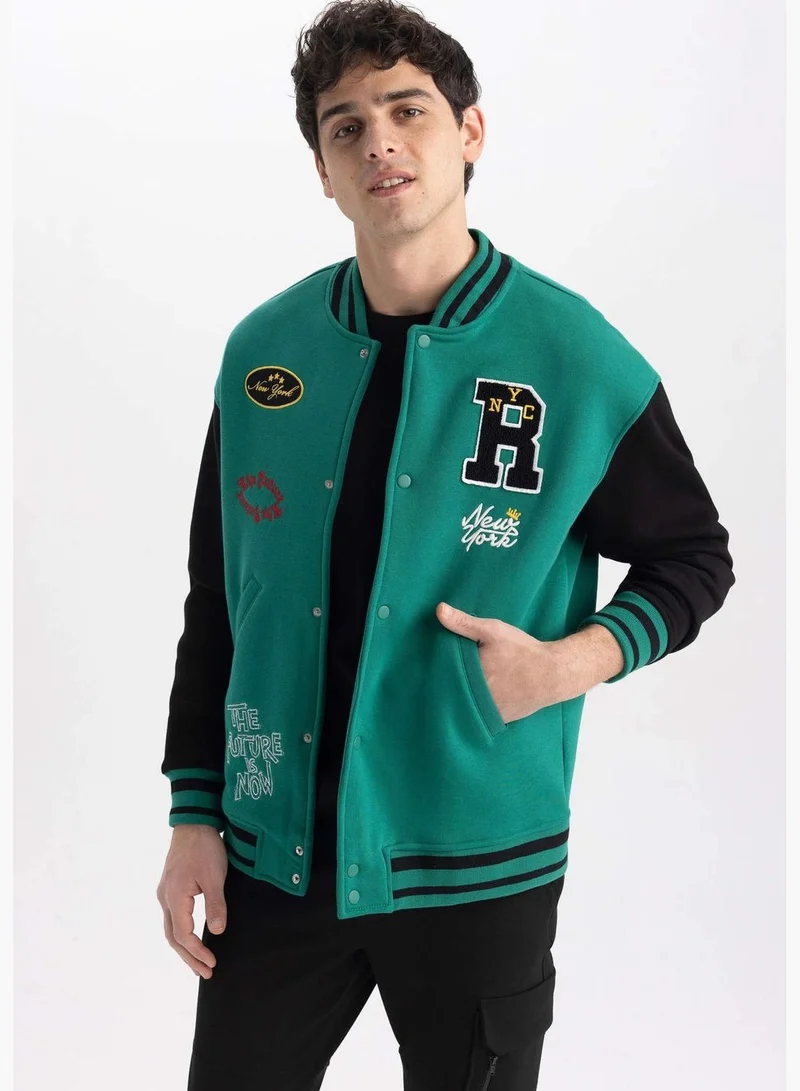 DeFacto Man Oversize Fit Bomber Long Sleeve Knitted Bomber Jacket