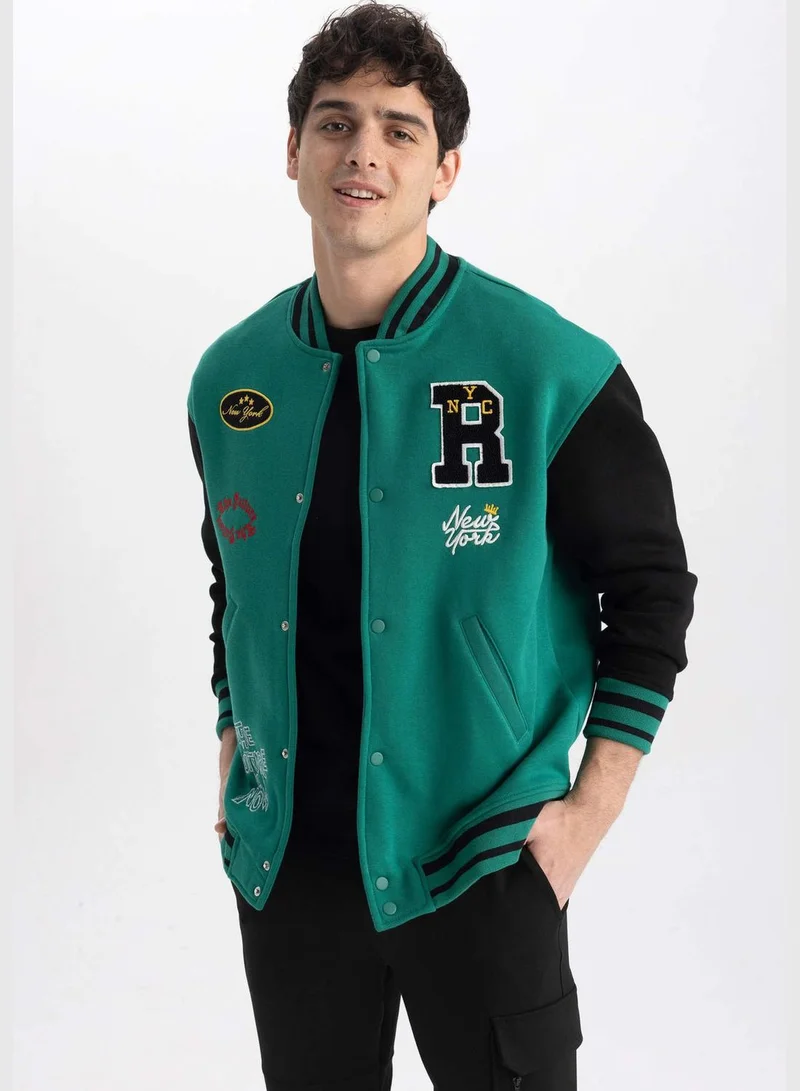 DeFacto Man Oversize Fit Bomber Long Sleeve Knitted Bomber Jacket