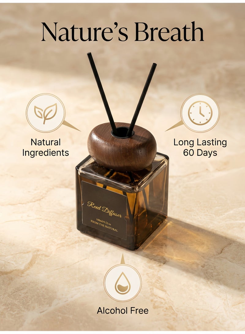 ناشر عطر بقصبان برائحة الخشب الأرز حجم 100 مل، عطر منزلي يدوم طويلاً - Image 2