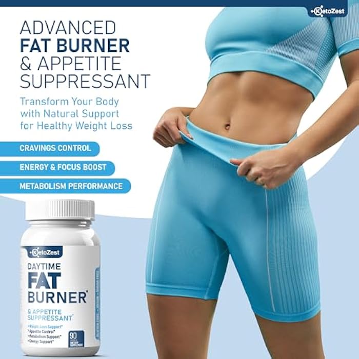 KetoZest Fat Burner Appetite Suppressant for Weight Loss - Daytime Men Women Natural Thermogenic Fat Burning Diet Pills with Green Tea Caffeine - Curb Hunger Appetite Control Belly Fat Burn Support - Image 2